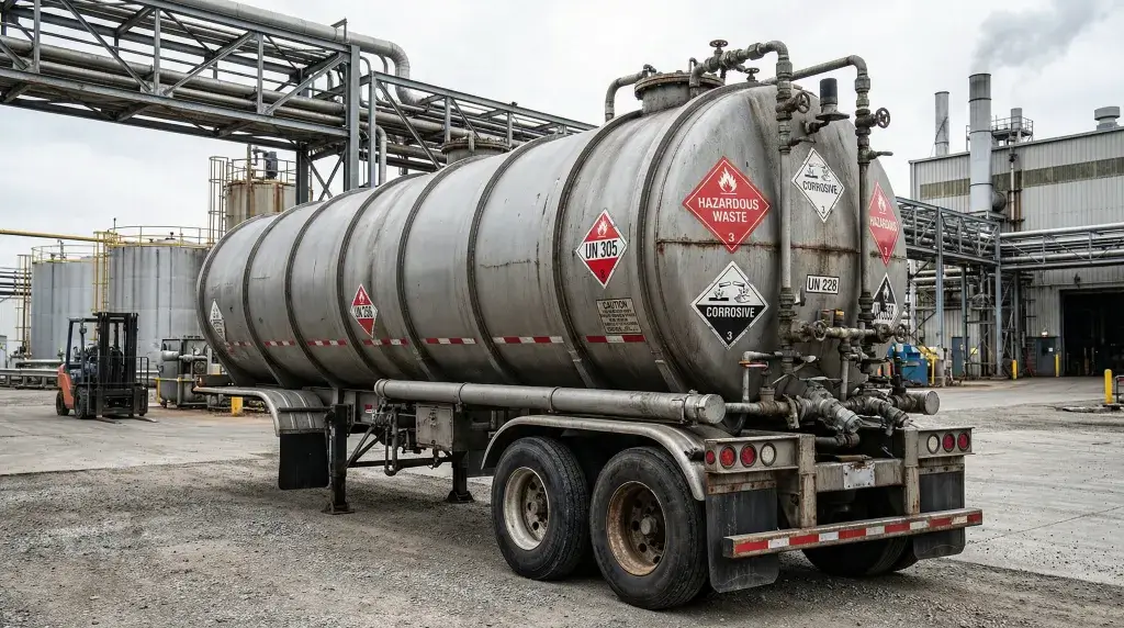 DOT ADR compliant hazardous waste tank trailer